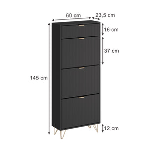 Vicco Mobile porta scarpe Nero 60 x 145 cm 3 scomparti