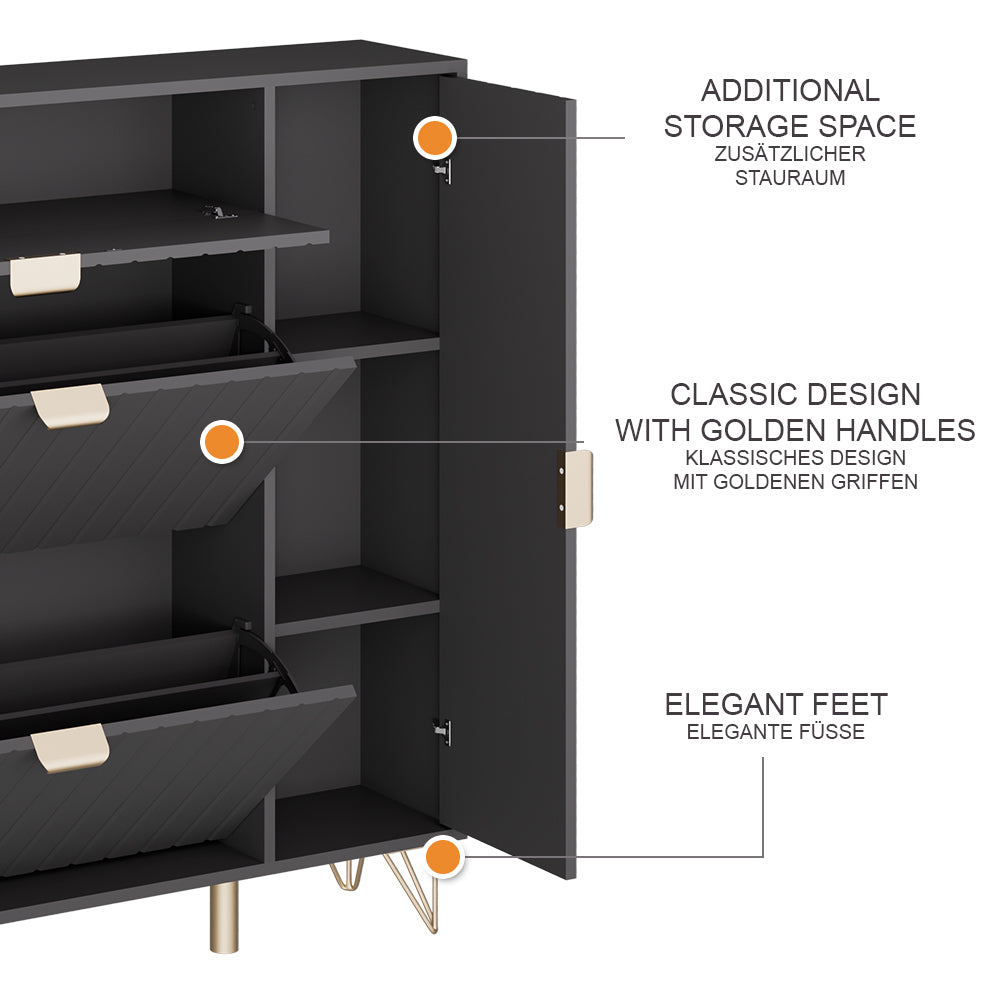 Vicco Mobile porta scarpe Nero 108 x 107.5 cm