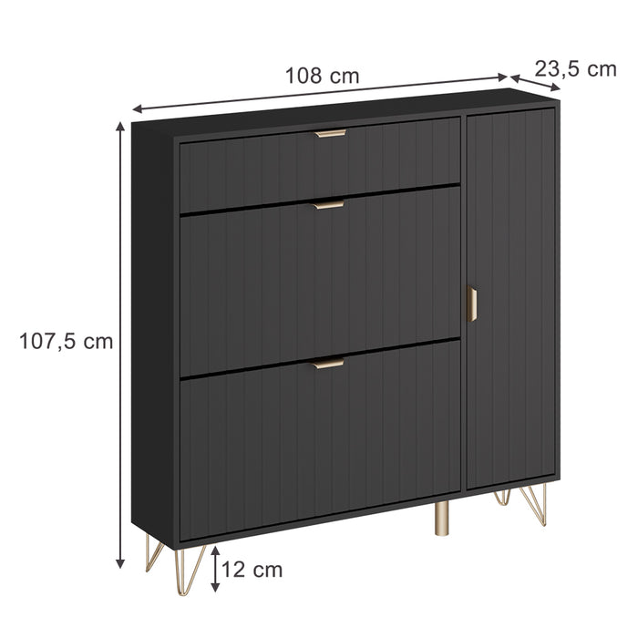 Vicco Mobile porta scarpe Nero 108 x 107.5 cm