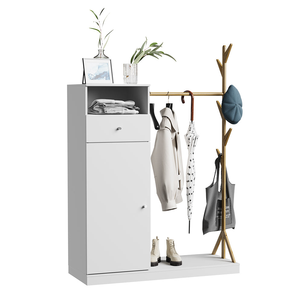 Vicco Armadio Bianco/bambù 100 x 145 cm con cassetto