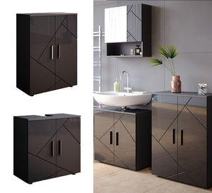 Vicco Set di mobili da bagno Antracite lucido 2 parti, con unità midi