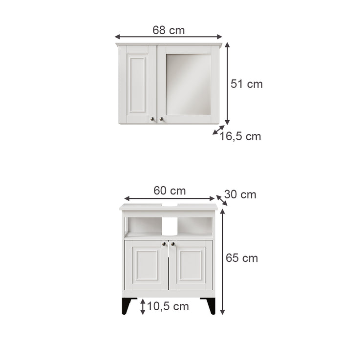 Vicco Set di mobili da bagno Bianco 2 parti