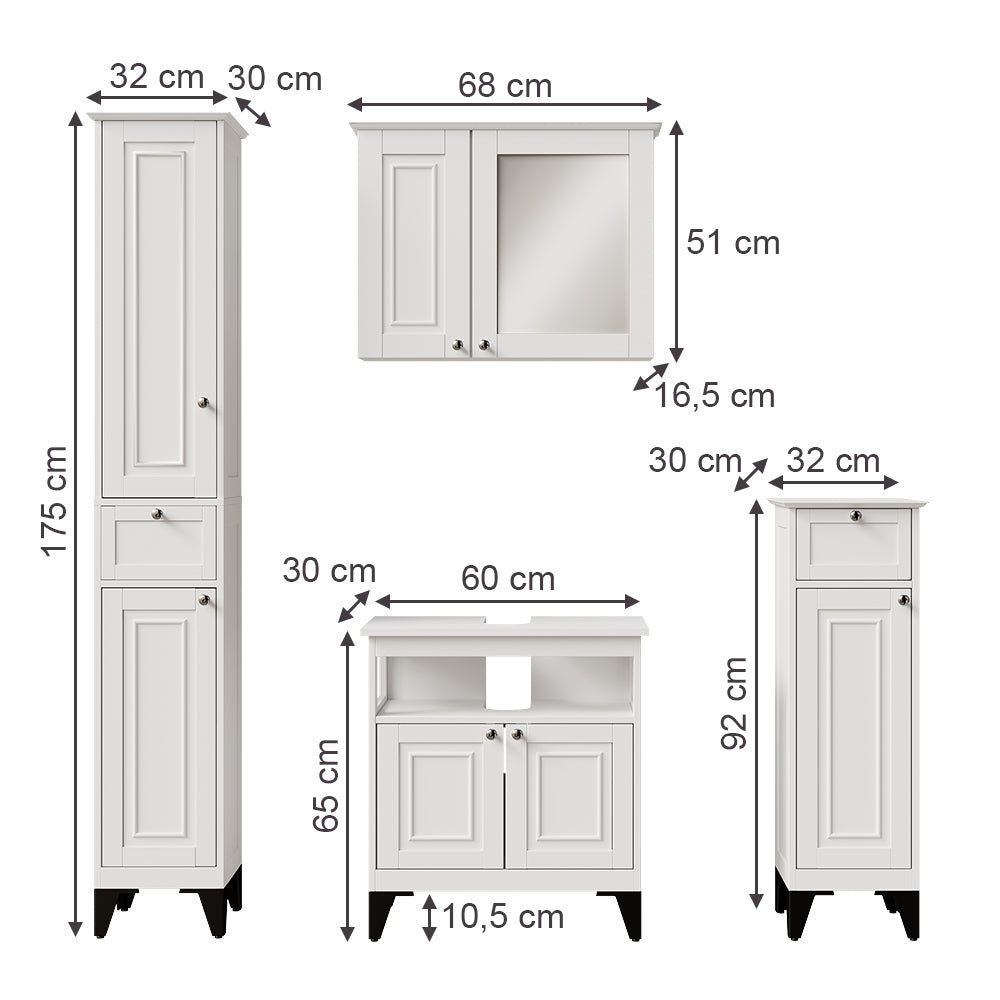 Vicco Set di mobili da bagno Bianco 4 parti