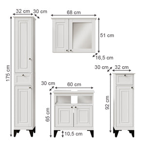 Vicco Set di mobili da bagno Bianco 4 parti