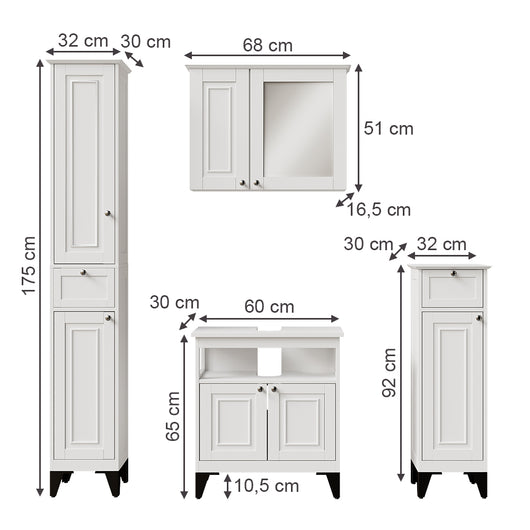Vicco Set di mobili da bagno Bianco 4 parti