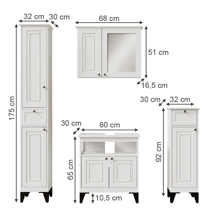 Vicco Set di mobili da bagno Bianco 4 parti
