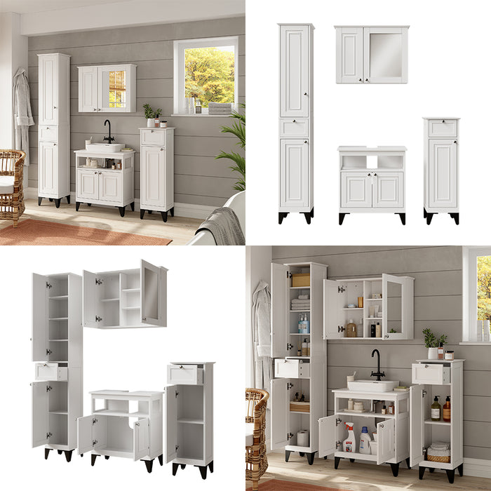 Vicco Set di mobili da bagno Bianco 4 parti