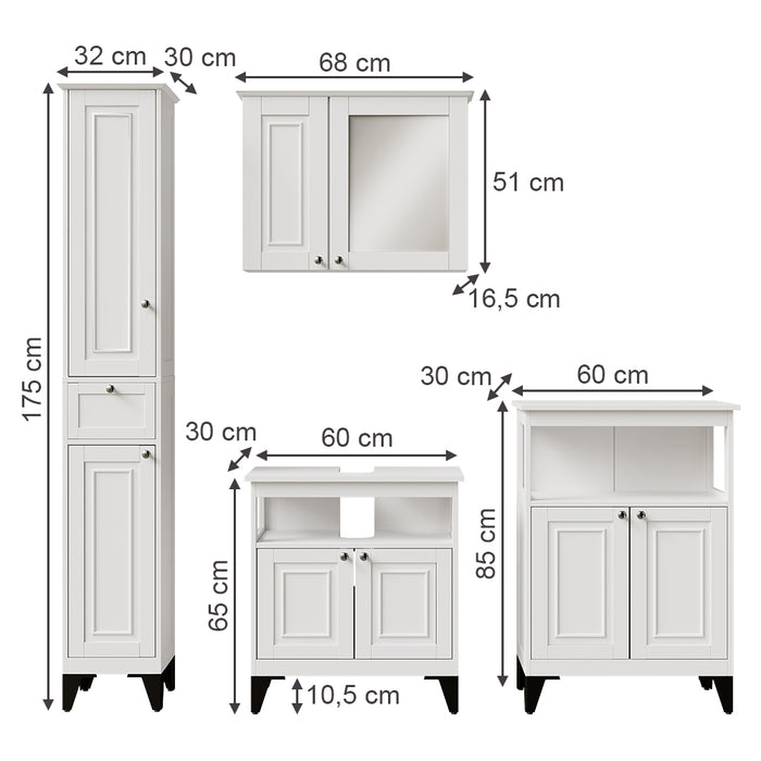Vicco Set di mobili da bagno Bianco 4 parti