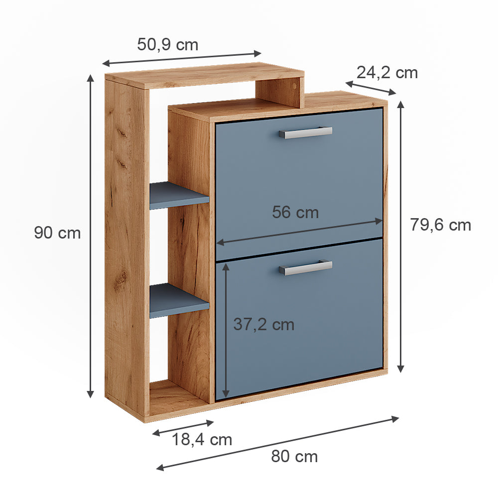 Vicco Scarpiera Goldkraft rovere/blu 80 x 90 cm