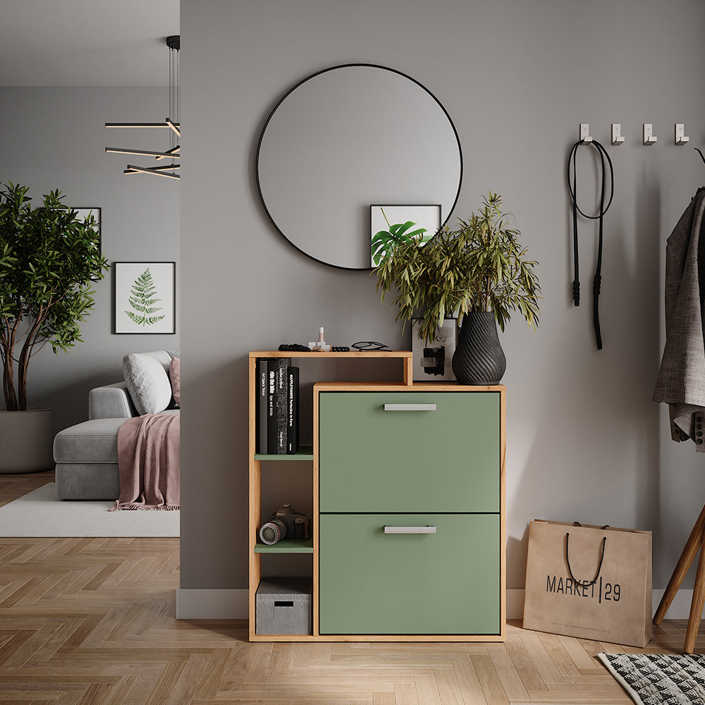 Vicco Scarpiera Goldkraft rovere/verde 80 x 90 cm