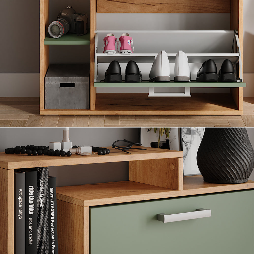 Vicco Scarpiera Goldkraft rovere/verde 80 x 90 cm