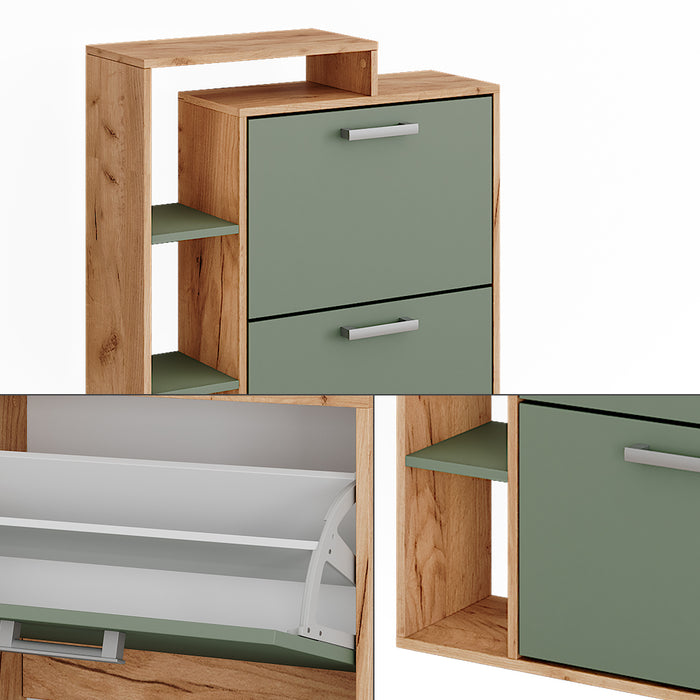 Vicco Scarpiera Goldkraft rovere/verde 80 x 90 cm