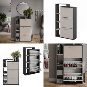 Vicco Scarpiera da ingresso Antracite/grigio 80 x 128.3 cm con 3 scomparti