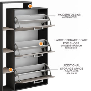 Vicco Scarpiera da ingresso Antracite/grigio 80 x 128.3 cm con 3 scomparti