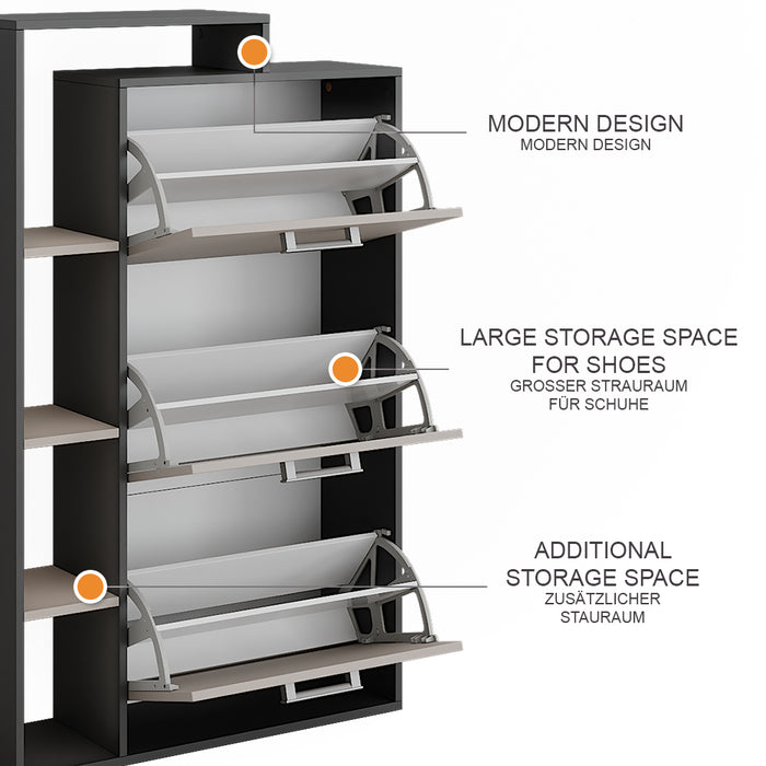 Vicco Scarpiera da ingresso Antracite/grigio 80 x 128.3 cm con 3 scomparti