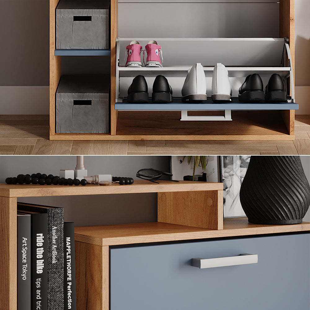 Vicco Appendiabiti Goldkraft rovere/blu 80 x 128.3 cm con 3 scomparti