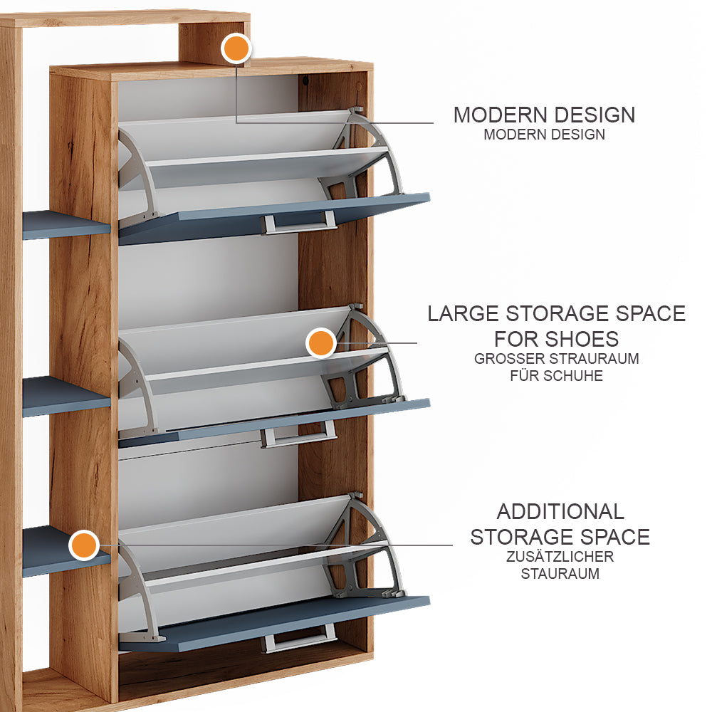 Vicco Appendiabiti Goldkraft rovere/blu 80 x 128.3 cm con 3 scomparti