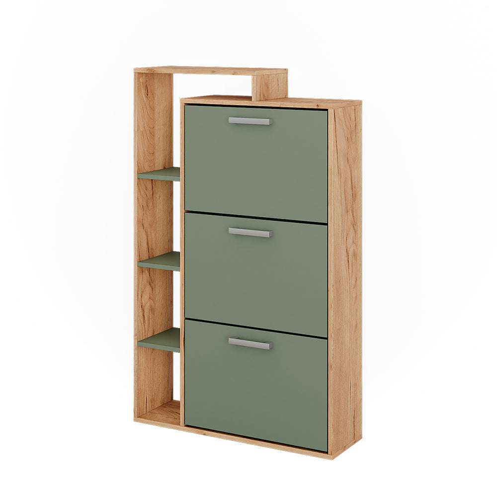 Vicco Scarpiera da ingresso Goldkraft rovere/verde 80 x 128.3 cm con 3 scomparti