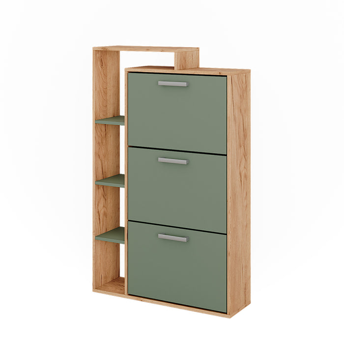 Vicco Scarpiera da ingresso Goldkraft rovere/verde 80 x 128.3 cm con 3 scomparti