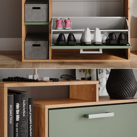 Vicco Scarpiera da ingresso Goldkraft rovere/verde 80 x 128.3 cm con 3 scomparti