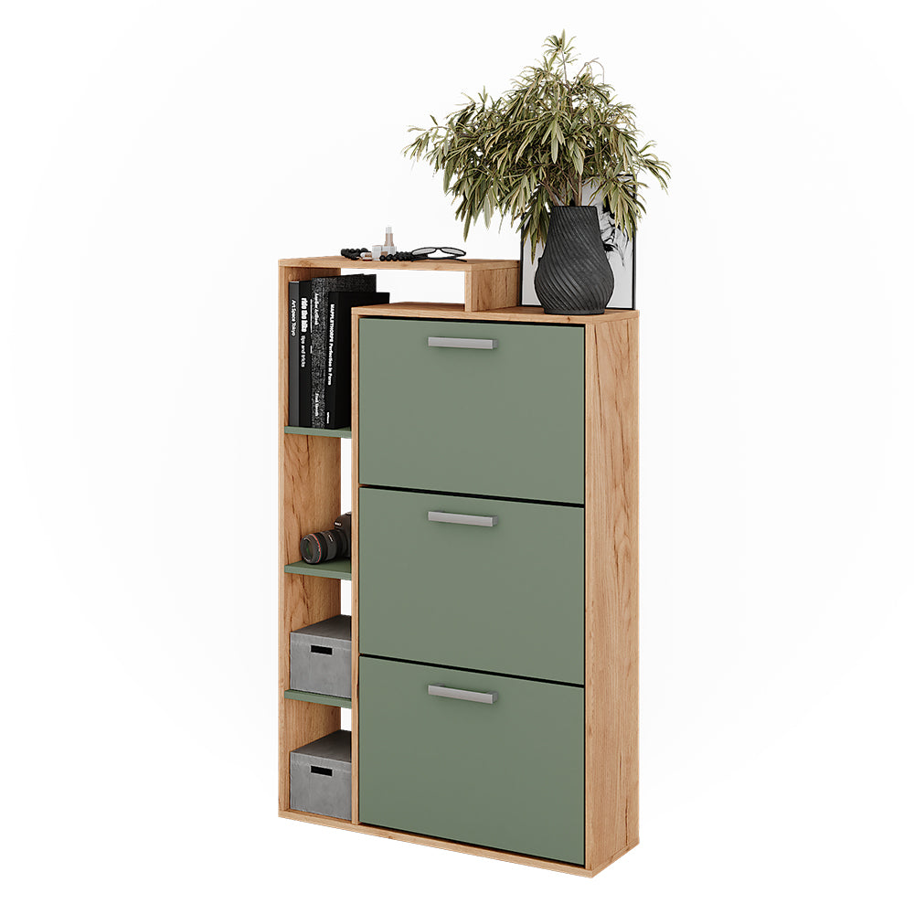 Vicco Scarpiera da ingresso Goldkraft rovere/verde 80 x 128.3 cm con 3 scomparti