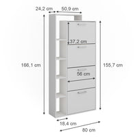 Vicco Scarpiera da ingresso Bianco 80 x 166.1 cm con 4 scomparti