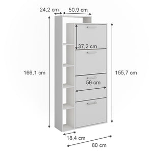 Vicco Scarpiera da ingresso Bianco 80 x 166.1 cm con 4 scomparti