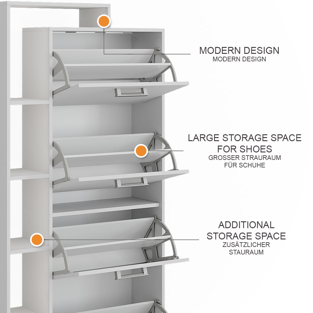 Vicco Scarpiera da ingresso Bianco 80 x 166.1 cm con 4 scomparti