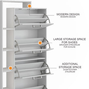 Vicco Scarpiera da ingresso Bianco 80 x 166.1 cm con 4 scomparti