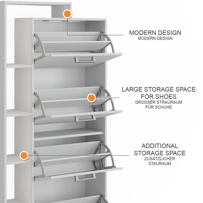 Vicco Scarpiera da ingresso Bianco 80 x 166.1 cm con 4 scomparti