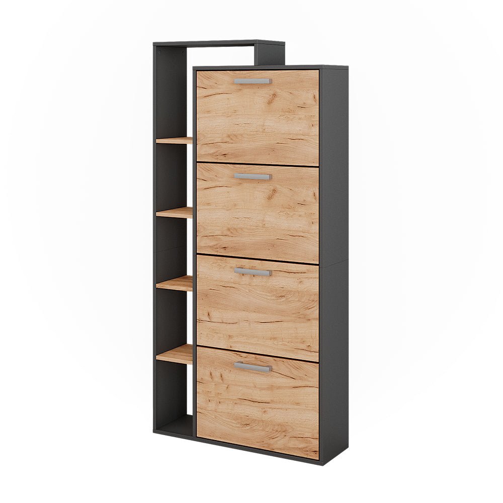 Vicco Scarpiera da ingresso Quercia dorata/antracite 80 x 166.1 cm con 4 scomparti