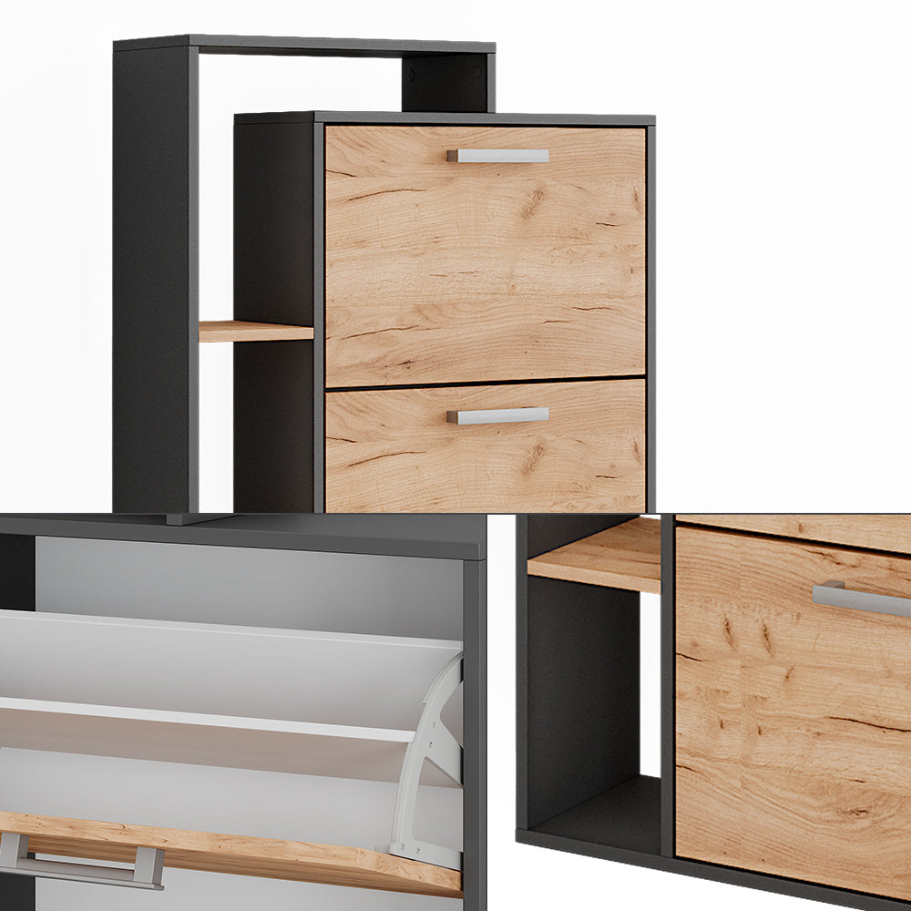 Vicco Scarpiera da ingresso Quercia dorata/antracite 80 x 166.1 cm con 4 scomparti