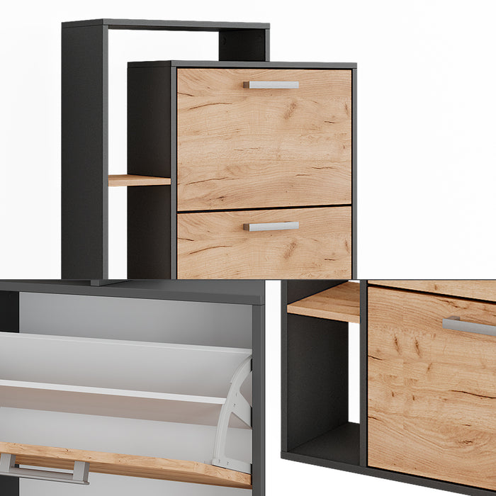 Vicco Scarpiera da ingresso Quercia dorata/antracite 80 x 166.1 cm con 4 scomparti