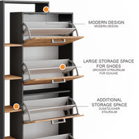 Vicco Scarpiera da ingresso Quercia dorata/antracite 80 x 166.1 cm con 4 scomparti