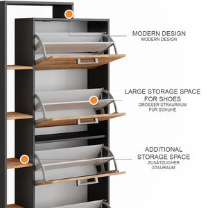 Vicco Scarpiera da ingresso Quercia dorata/antracite 80 x 166.1 cm con 4 scomparti