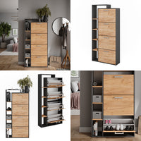 Vicco Scarpiera da ingresso Quercia dorata/antracite 80 x 166.1 cm con 4 scomparti