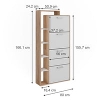 Vicco Scarpiera da ingresso Bianco/Sonoma 80 x 166.1 cm con 4 scomparti