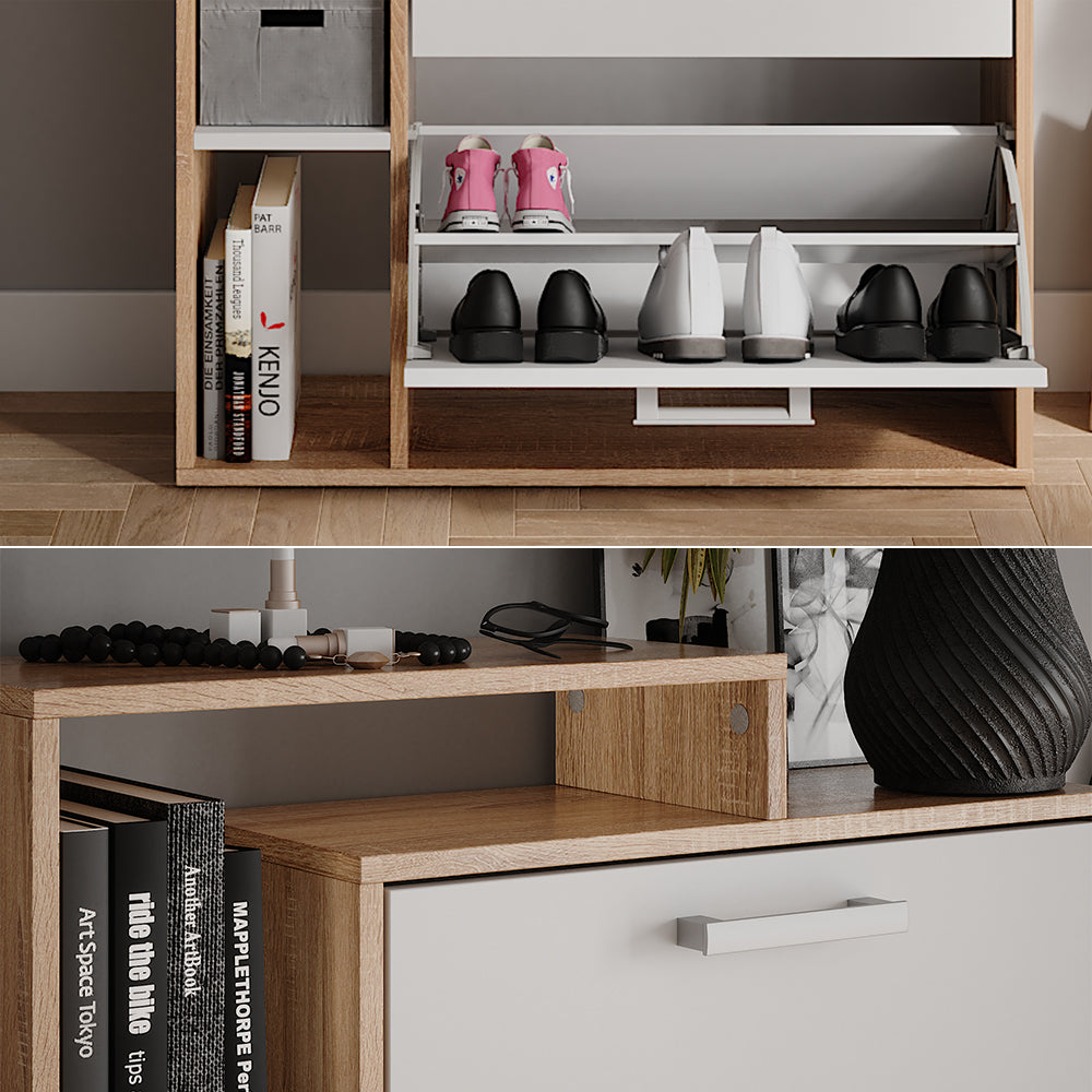 Vicco Scarpiera da ingresso Bianco/Sonoma 80 x 166.1 cm con 4 scomparti