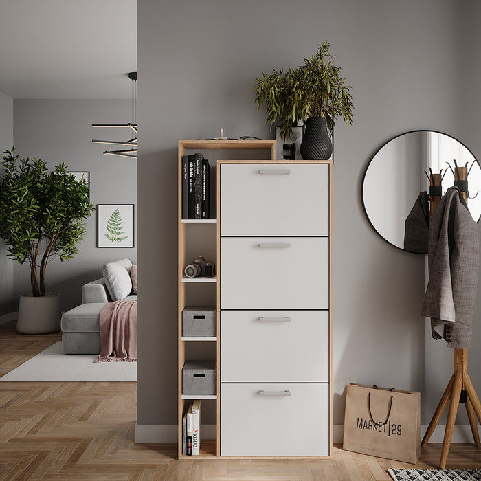 Vicco Scarpiera da ingresso Bianco/Sonoma 80 x 166.1 cm con 4 scomparti