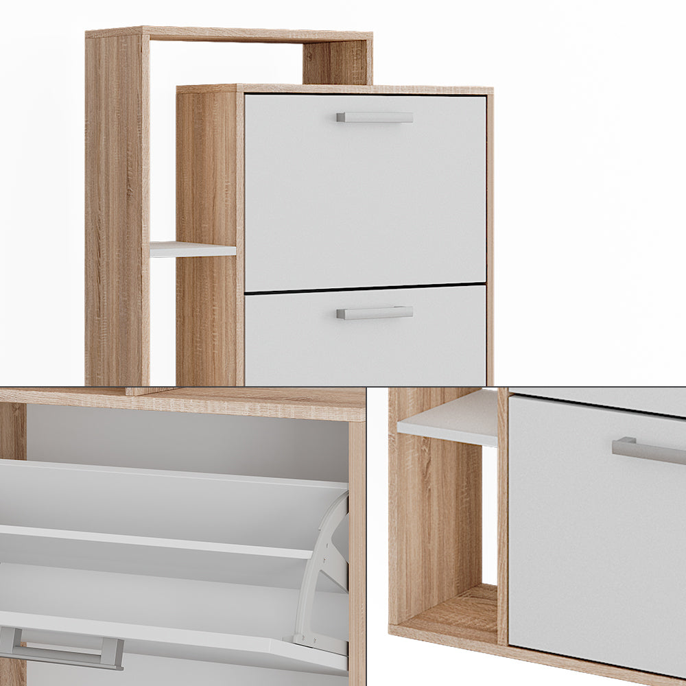 Vicco Scarpiera da ingresso Bianco/Sonoma 80 x 166.1 cm con 4 scomparti