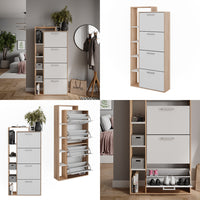 Vicco Scarpiera da ingresso Bianco/Sonoma 80 x 166.1 cm con 4 scomparti