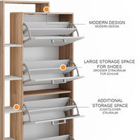 Vicco Scarpiera da ingresso Bianco/Sonoma 80 x 166.1 cm con 4 scomparti