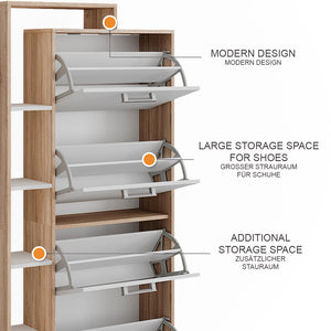 Vicco Scarpiera da ingresso Bianco/Sonoma 80 x 166.1 cm con 4 scomparti