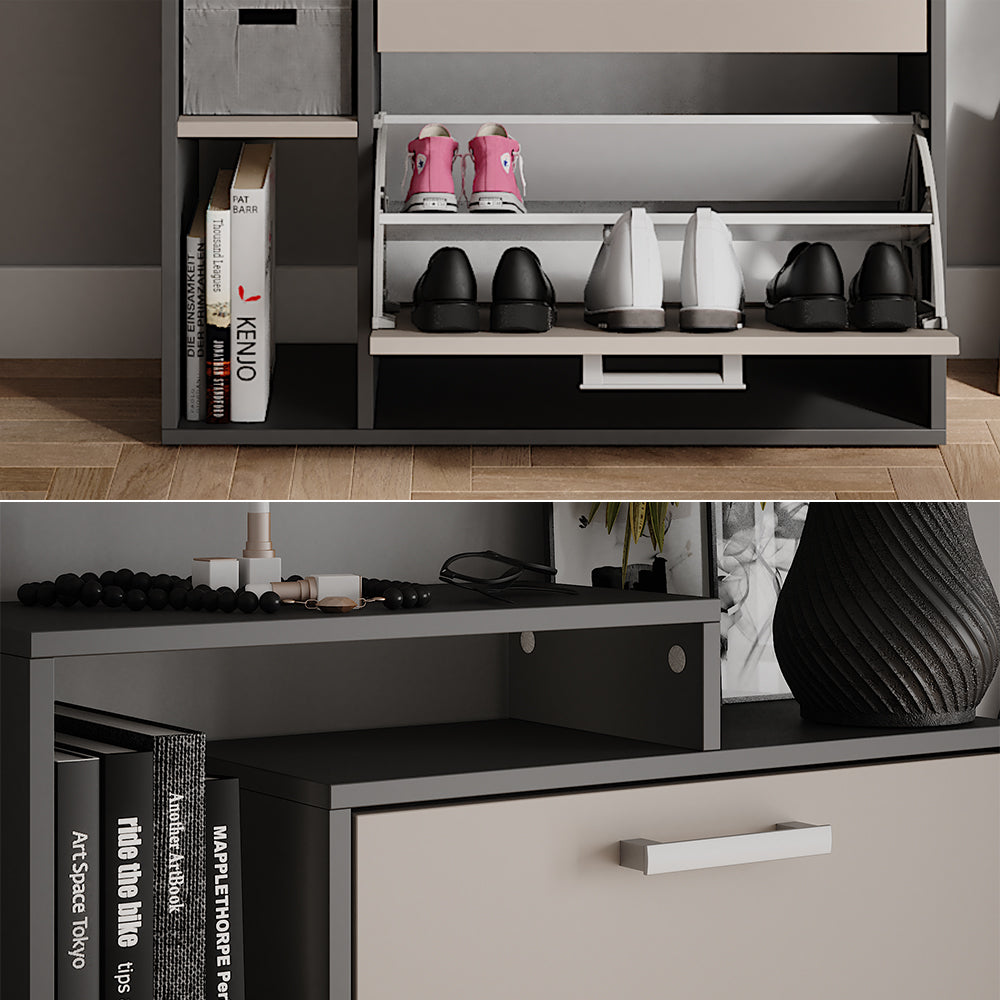 Vicco Scarpiera da ingresso Antracite/grigio 80 x 166.1 cm con 4 scomparti