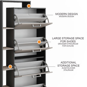 Vicco Scarpiera da ingresso Antracite/grigio 80 x 166.1 cm con 4 scomparti