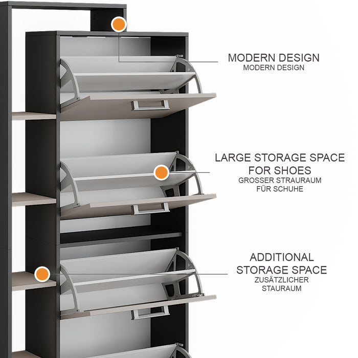 Vicco Scarpiera da ingresso Antracite/grigio 80 x 166.1 cm con 4 scomparti