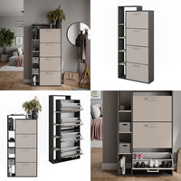 Vicco Scarpiera da ingresso Antracite/grigio 80 x 166.1 cm con 4 scomparti