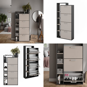 Vicco Scarpiera da ingresso Antracite/grigio 80 x 166.1 cm con 4 scomparti