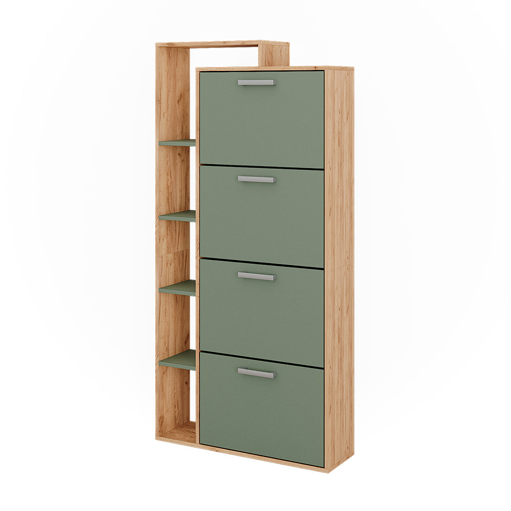 Vicco Scarpiera da ingresso Goldkraft rovere/verde 80 x 166.1 cm con 4 scomparti