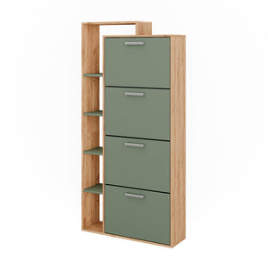 Vicco Scarpiera da ingresso Goldkraft rovere/verde 80 x 166.1 cm con 4 scomparti